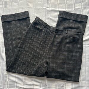 Longline Grey Plaid Dark Rolled Cuff Trouser Dress Pants
